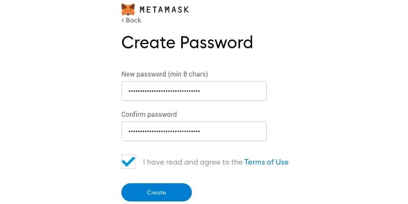 kreiranje lozinke na novčaniku metamask